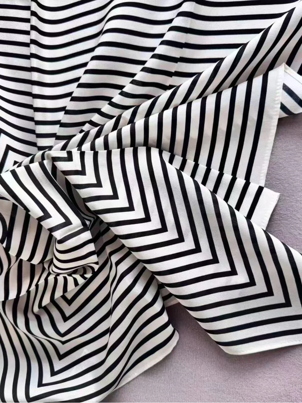 TOTEME Black White Striped Square Scarf